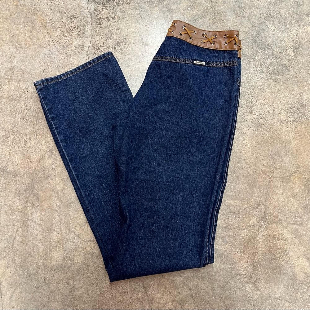 Vintage y2k Wranglers Low Waist Dark Wash Sexy Western Lace Up Jeans / 30” x 34”